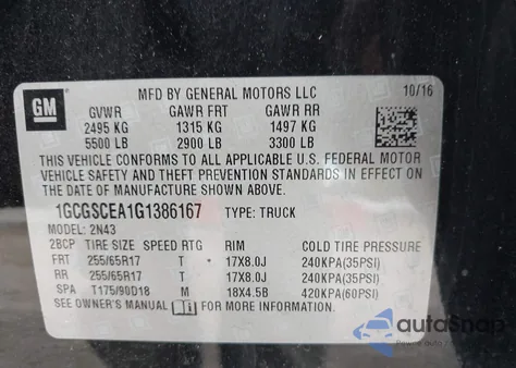 2016 Chevrolet Colorado Lt from USA, damaged, VIN 1GCGSCEA1G1386167